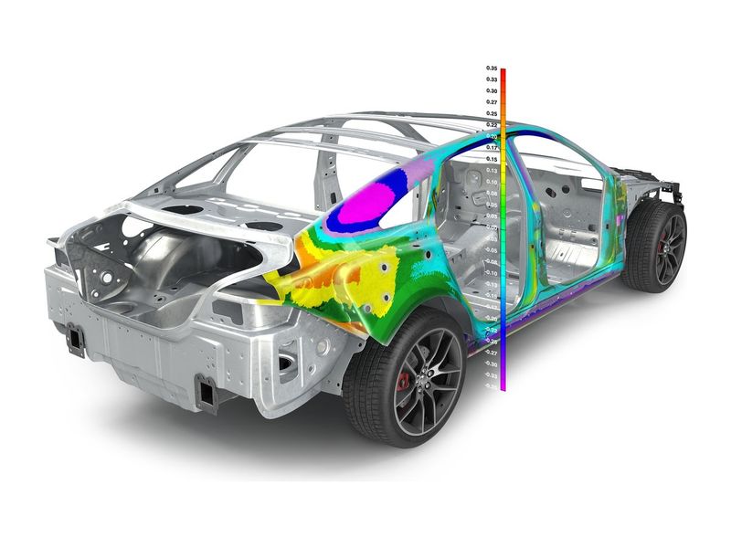 PolyWorks|Inspector colour-map deviation analysis on a car body